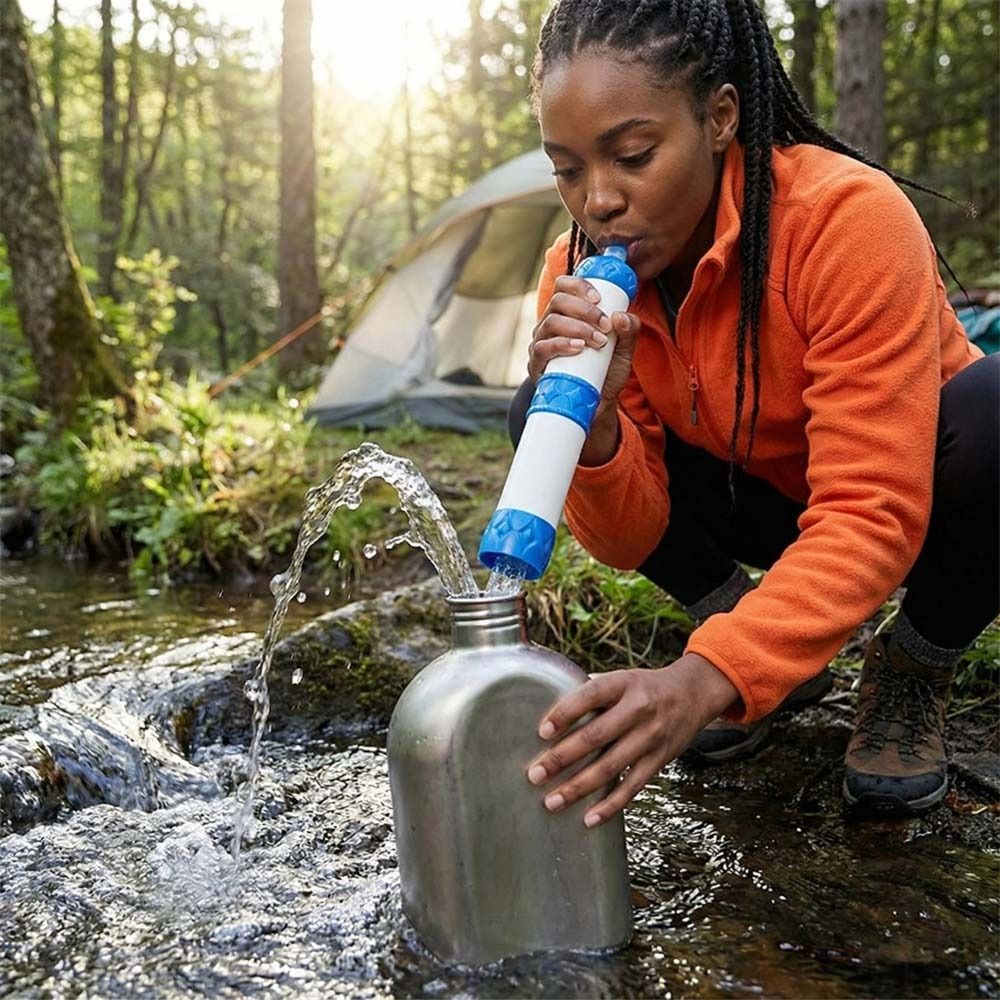 Water Purification Straw - Mini-Wasserfilter-Strohhalm zur direkten Trinkwasseraufbereitung, Überlebens-Trinkwasserfilter-Strohhalm