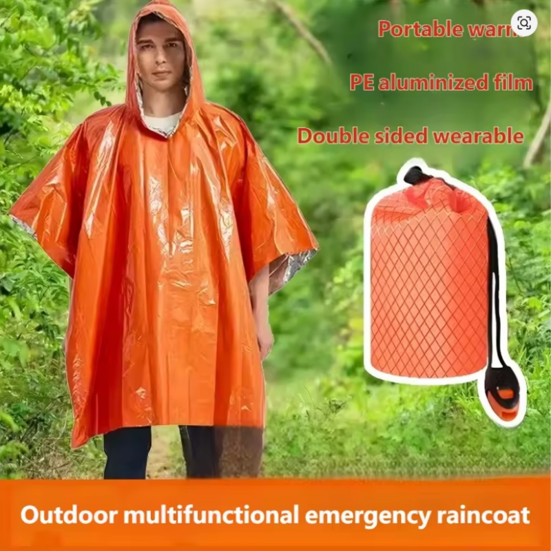 Survival Blanket Reflective - Notfallponcho 4 Stück, Thermo-Regenmantel-Decke, Isoliert, Reflektierend