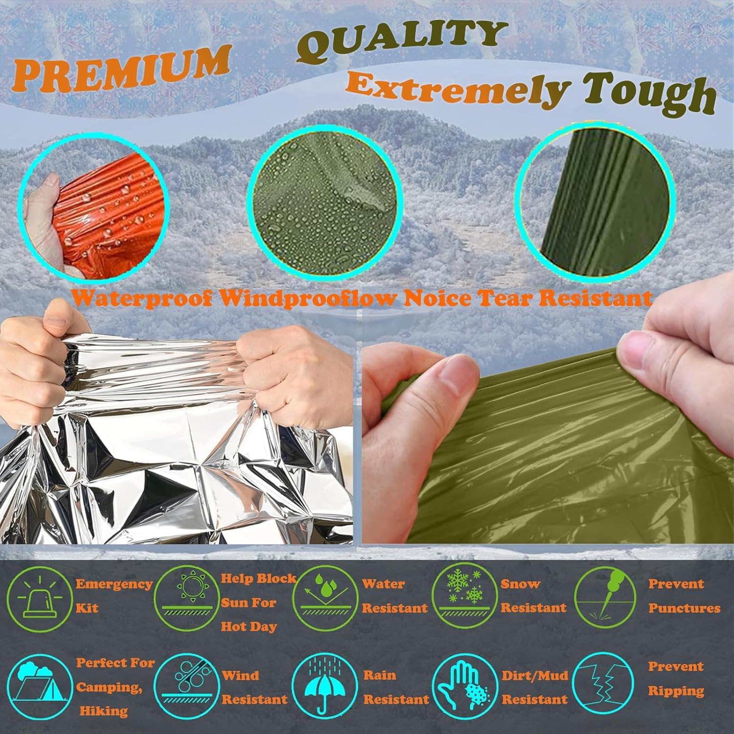 Camping-Regenmantel, wasserdic – Survival Blanket Reflective Bewertung und Preis